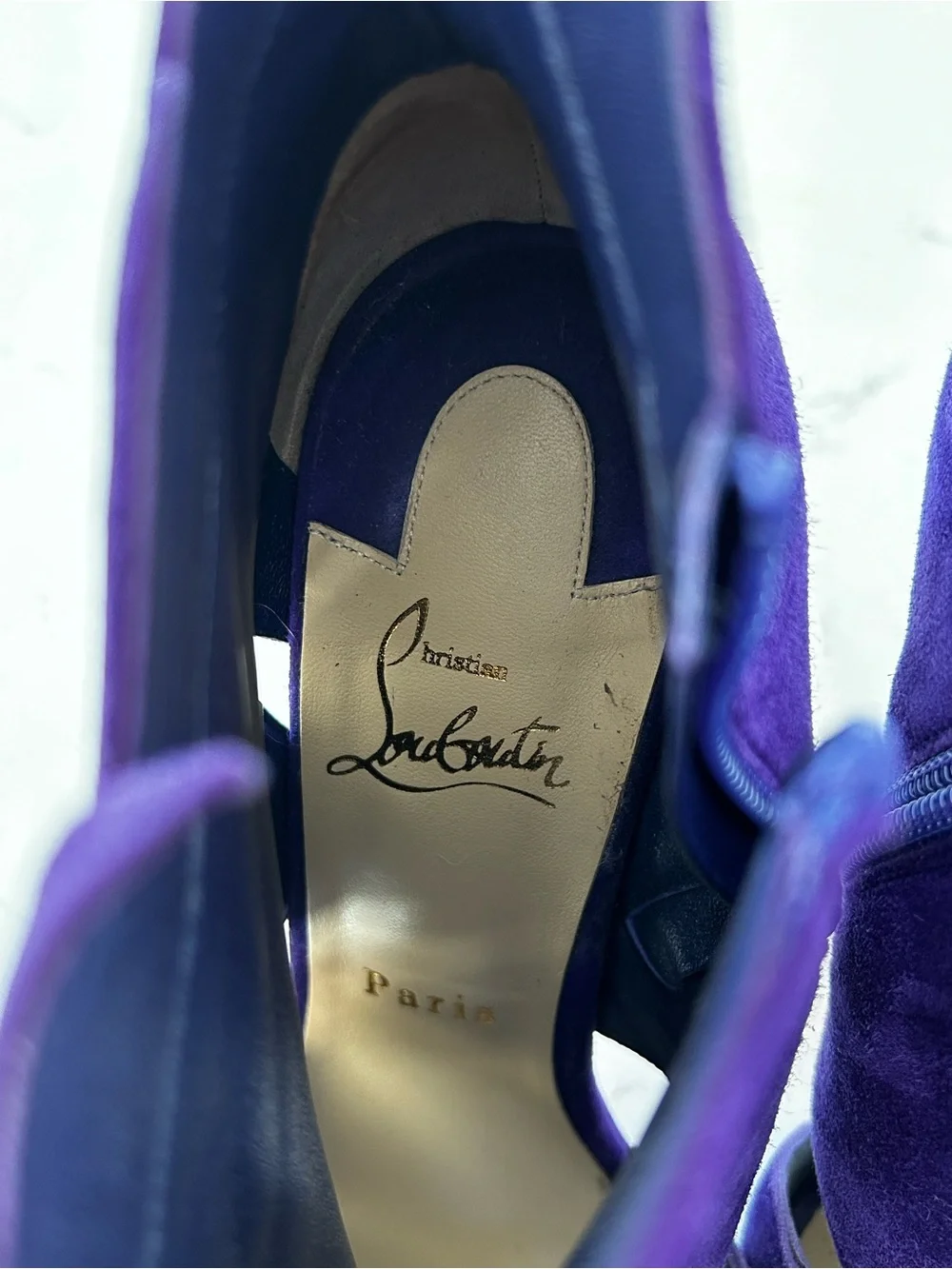 Christian louboutin purple suede leather booties/heels size 39
